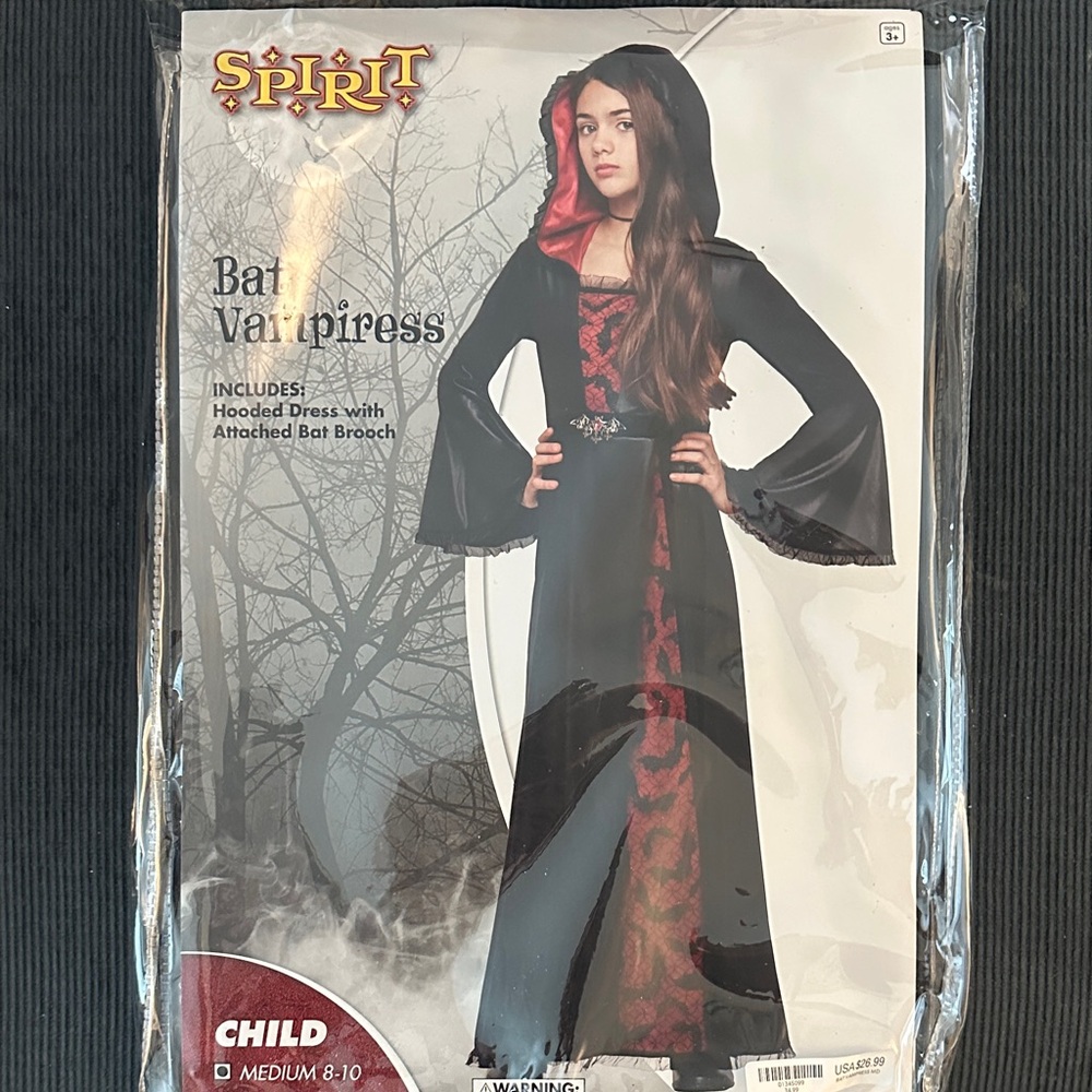 Spirit Bat Vampiress Kids Costume - Black and Red